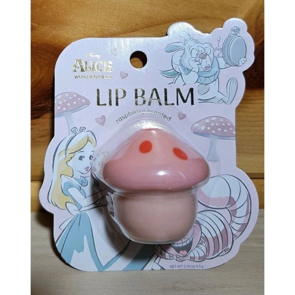 Disney Alice In Wonderland Raspberry Scented Mushroom Lip Balm, New In Package!